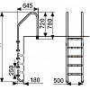картинка Лестница L204, 4 ступ. с накладкой люкс, нерж. AISI-304 (широкий борт)