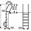 картинка Лестница F202, 2 ступ. с накладкой люкс, нерж. AISI-304 (узкий борт)