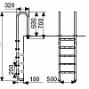 картинка Лестница M203, 3 ступ. с накладкой люкс, нерж. AISI-304 (узкий борт)