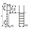 Лестница MRO, усиленная 2 ступ. с накладкой люкс, нерж. AISI-304 (узкий борт)